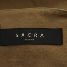 サクラ SACRA コート ショートスリーブ ノーカラーコート ミドル丈 リボンベルト付き 38 キャメル /ES ■OS レディース_画像3