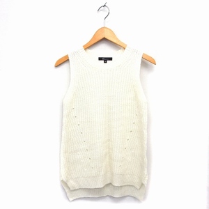  and baipi-&ti- Pinky & Diane & by P&D knitted sweater crew neck rib long tail no sleeve 38 white white /NT27