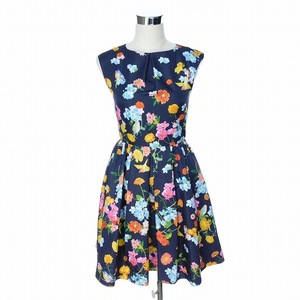  Chesty Chesty bird Flower One-piece knee height no sleeve bird floral print 0 navy blue navy /THH lady's 