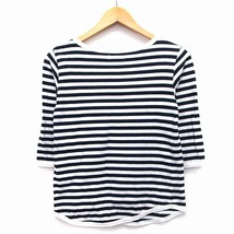 ビームスボーイ BEAMS BOY Tシャツ カットソー ボーダー 柄 七分袖 丸首 切替リブ コットン 綿 ホワイト 白 ブラック 黒 /HT4 レディース_画像2