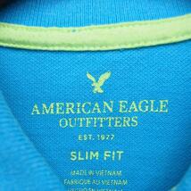 アメリカンイーグル AMERICAN EAGLE ネオンカラー ポロシャツ 半袖 SLIM FIT 鹿の子 綿 S ライトブルー /FT27 メンズ_画像3