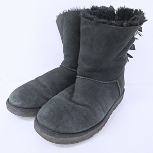 アグ オーストラリア UGG australia 1002954 BAILEY BOW II ベイリーボウ 2 ムートン ショート ブーツ リボン ブラック 黒 9 26cm 0224 RRR