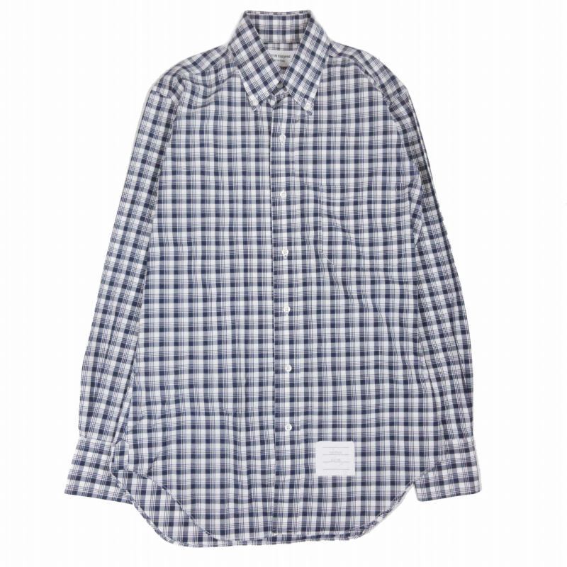 洗濯機可 極美品▽THOM BROWNE トムブラウン チェック柄 ボタンダウン