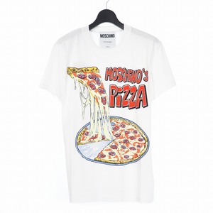 未使用品 モスキーノ MOSCHINO 20SS ピザ プリント Tシャツ カットソー 半袖 S ホワイト 白 A0713 レディース