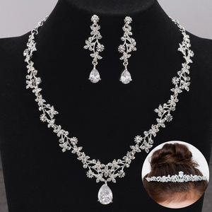 [3 point set ]u Eddie ng earrings necklace Tiara zirconia 