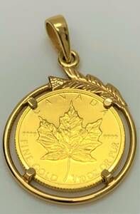  монета верх K24 Maple leaf золотая монета 1/10oz K180 смычок стрела рамка-оправа полная масса примерно 4.6g желтое золото 