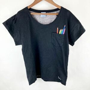 Paul Smith ポールスミス 半袖 Tシャツ レディース M 黒 ブラック カジュアル クルーネック カットソー コットン 綿