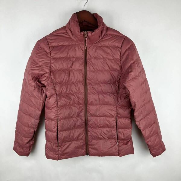 大きいサイズ ライト ダウン ジャケット 赤色 レッド 小豆色 LLサイズ アウトドア トラベル ウェア 防寒 ナイロン