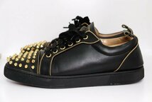 良品 Christian Louboutin クリスチャン ルブタン レザー スタッズ スニーカー 38(約25ｃｍ) ブラック×ゴールド ANTONY FLAT CALF LUX_画像3