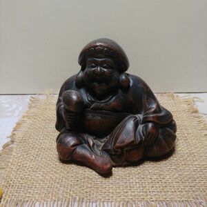 大黒天　備前焼　置物　約12cm　古美術　骨董品