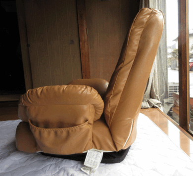 ☆値下げ:座椅子:中古品☆リクライニング:肘付き回転座椅子:合成