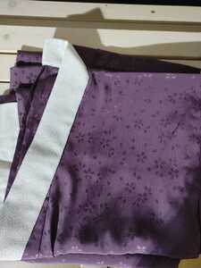 撫松庵 長襦袢　桜　紫 アンティーク 袖長め 1尺5寸 56.8センチ 洗える着物 化繊　