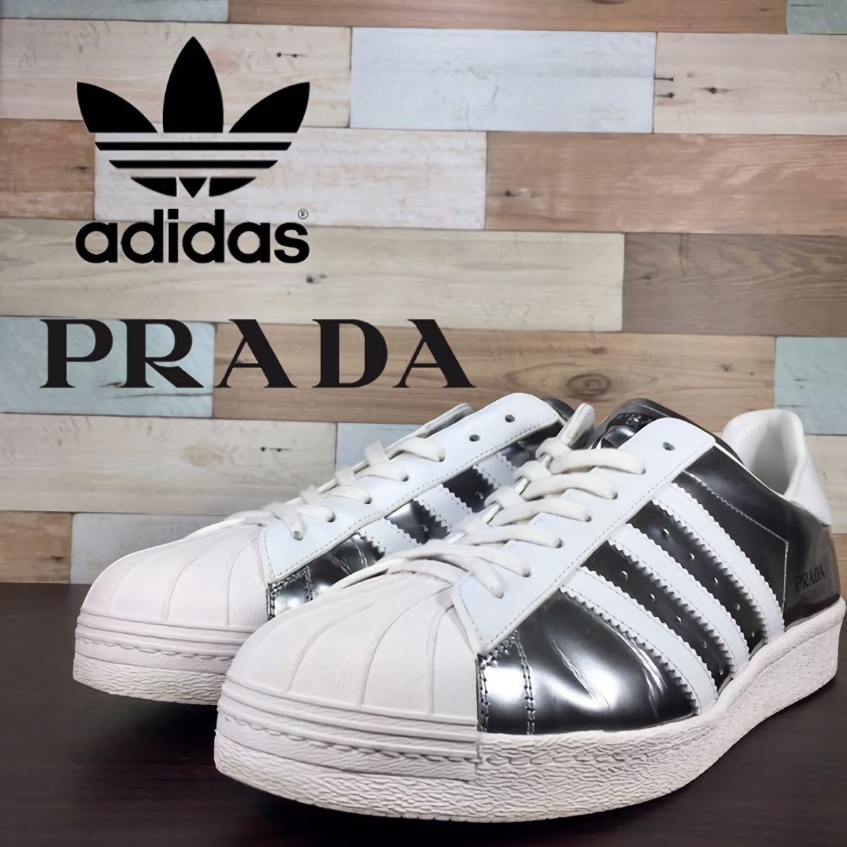 未使用】PRADA/プラダ×adidas/アディダス SUPERSTAR SILVER/スーパー