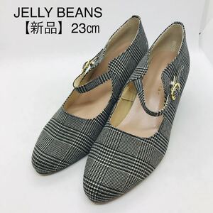 [ new goods unused ] Jerry beans Glenn check strap pumps domestic production 