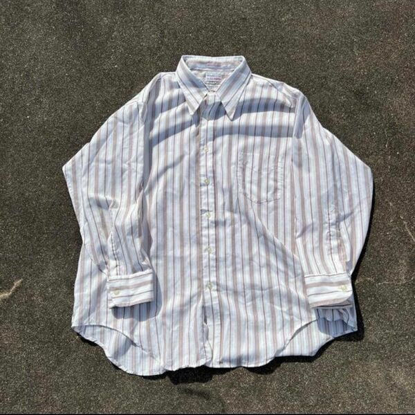 90年代　shirt 2XL シャツ　コットン　オーバーサイズ　ストライプシャツ 長袖シャツ ドレスシャツ　ストライプ