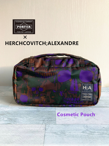 【美品】超レア品! 希少! PORTER x HERCHCOVITCH;ALEXANDRE ポーター FABRICK Cosmetic Pouch 吉田カバン 総柄ポーチ 入手困難 限定品