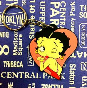 ラバーキーリング／BETTY BOOP ベティ キーホルダー（ハート）アメリカン雑貨 アメキャラ 女の子 立体 鍵 アクセサリー 小物 アメカジ カギ