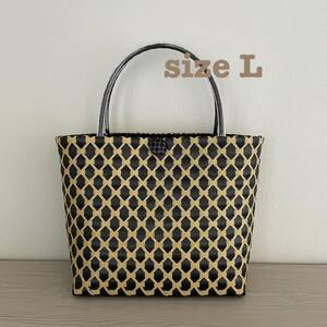  pra basket black x beige L size tote bag basket eko-bag basket bag hand made 