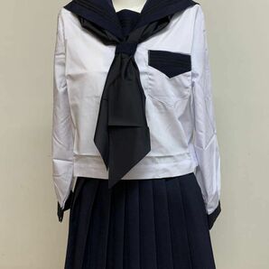 夏長袖セーラー服セット　黒３本ライン(本格的)180cm大きいサイズ　　セーラー服　学生服