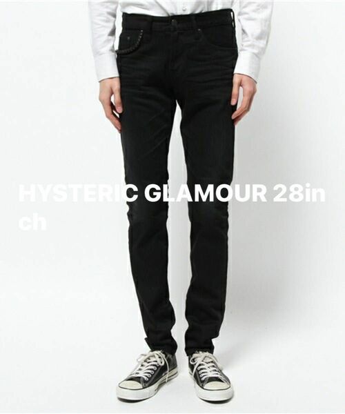 【HYSTERIC GLAMOUR】 USED加工SデニムスリムPT ブラックスキニー デニムパンツ 28inch