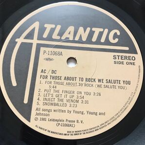 LP 国内盤 AC/DC 悪魔の招待状 FOR THOSE ABOUT TO ROCK WE SALUTE YOU AC DC P-11068 帯・ライナー付 レコードの画像6