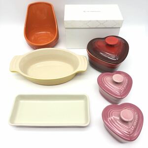 ル・クルーゼ LE CREUSET グラタン皿 角皿 ハート ココット カップ ペアコップ 等 おまとめ 陶器 ラムカン 未使用あり