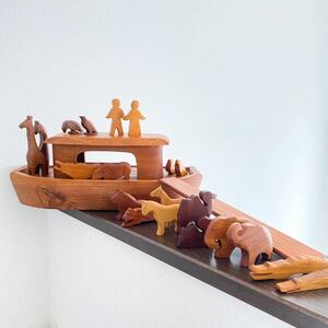 英国製 ビンテージ品 A WOODPECKER TOY ハンドメイド ノアの方舟 作家物 イギリス製 玩具 ハンドクラフト おもちゃ 北欧 オブジェ