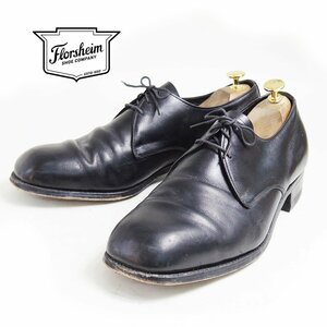 2E 11表記　29cm相当　FLORSHEIM　フローシャイム　ダービー　小窓付き　ドレスシューズ　レザーシューズ　革靴　ブラック　黒　/U7048