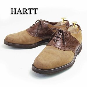 9-1/2D表記　27.5cm相当　Hartt　ハート　ハーツ　サドルシューズ　ドレス　レザー　バイカラー　ハートロゴ　革靴　ブラウン　茶/U7157