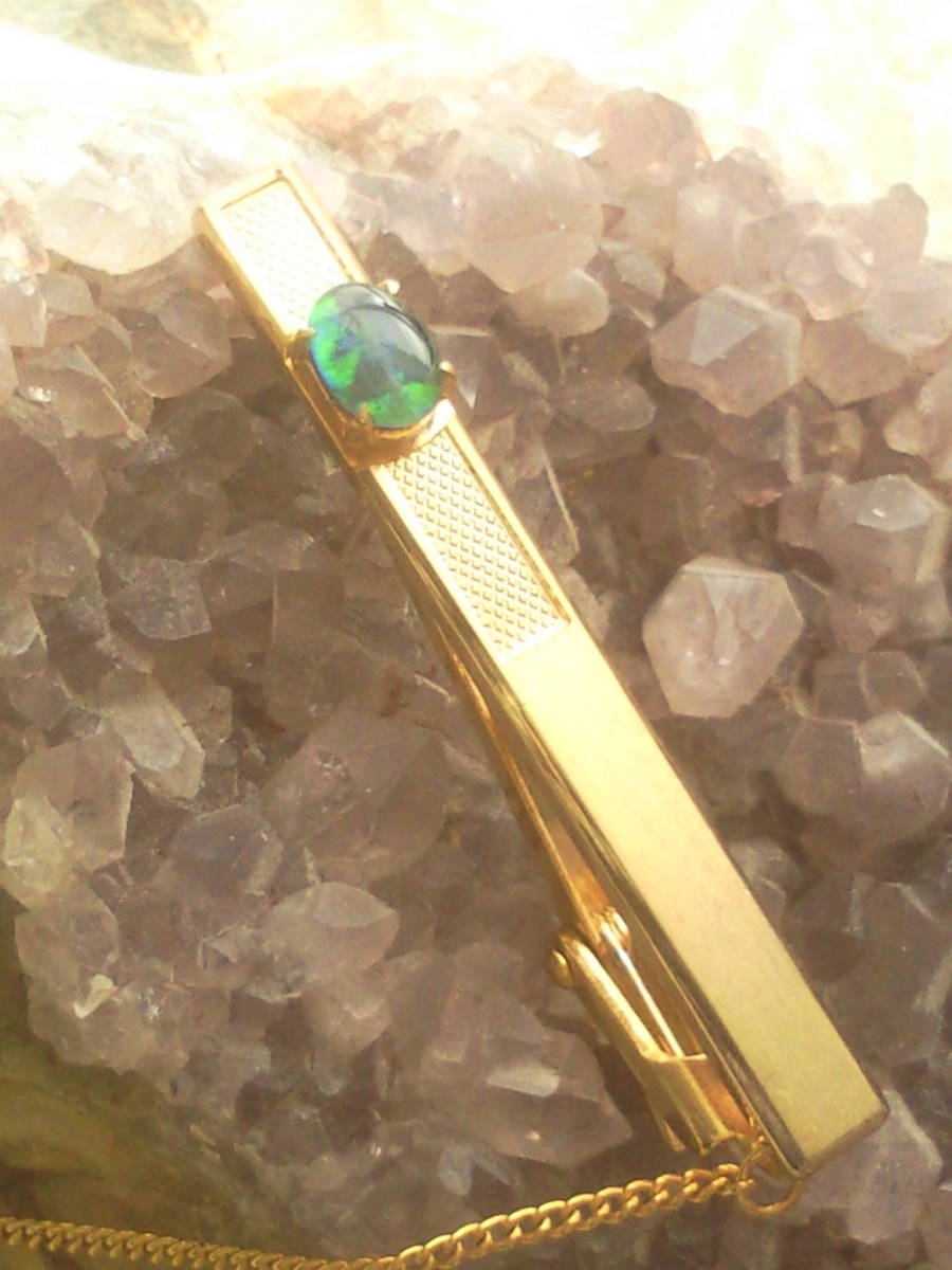きれい 美品 18K 18金 天然石 翡翠? カフス タイピン セット ケース