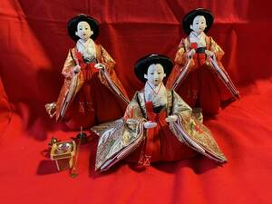 『雛人形 ひな祭り』三人官女 伝統人形 ひな人形　豪華 着物