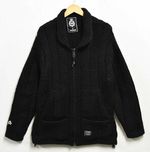 NEIGHBORHOOD Neighborhood reverse side . full Zip sweater wool knitted black men's M corresponding (38967