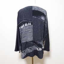 #apc ヒトシタムラ 詩仙堂 HITOSHI TAMURA チュニック グレー系 ちりめん デニム柄 ドルマン カットソー Vネック レディース [787180]_画像2