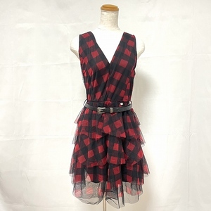 #sncli not equipped men toRINASCIMENTO One-piece check mesh belt attaching XS red black lady's [799503]