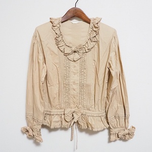 #apc Pink House PINKHOUSE shirt * blouse beige ribbon frill lady's [797704]