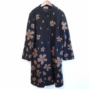 #wncsa Japanese huchen to width . wistaria capital .. coat black tea knitted floral print long lady's [798746]