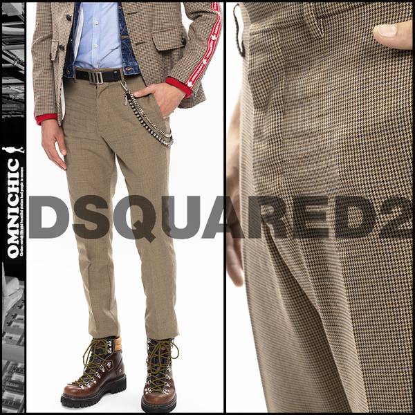 ■新品110,000円HOCKNEY FIT【DSQUARED2】ディースクエアード極上ハウンドトゥース柄テーパードチノパンツ/千鳥格子/チノパン/S71KB0328