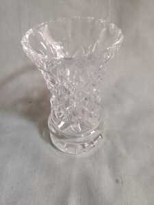 クリスタル花瓶　1950年代　イギリス　型ガラス　プレスガラス　フラワーベース　花器　花瓶　53G84n1 