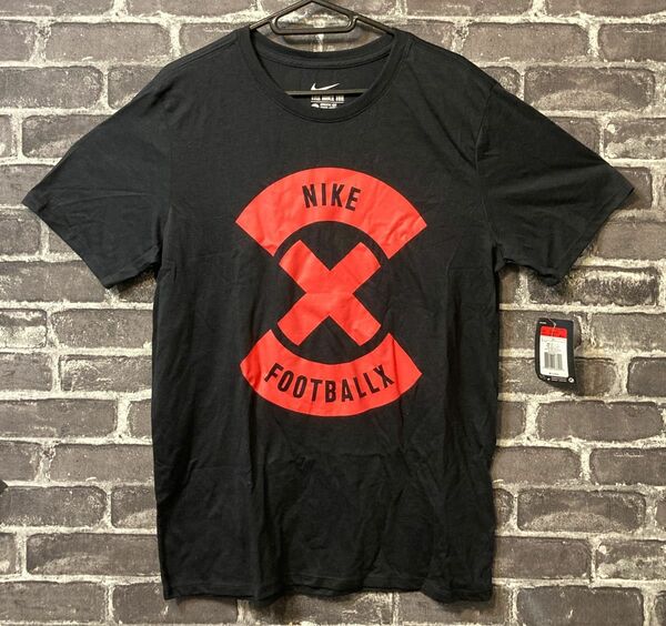 ナイキ Tシャツ L 黒 フットボール サッカー NIKE TEE FOOTBALLX BLACK RED【未使用タグ付】