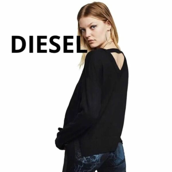 ☆新品未使用☆ DIESEL シルク 混 薄手 ニット ブラック 黒 ディーゼル