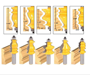 c1214　5個スペシャルセット！モール加工　ルータービット★12mm or 1/2shank　クラウン、ヨーロピアン、ドアフレーム