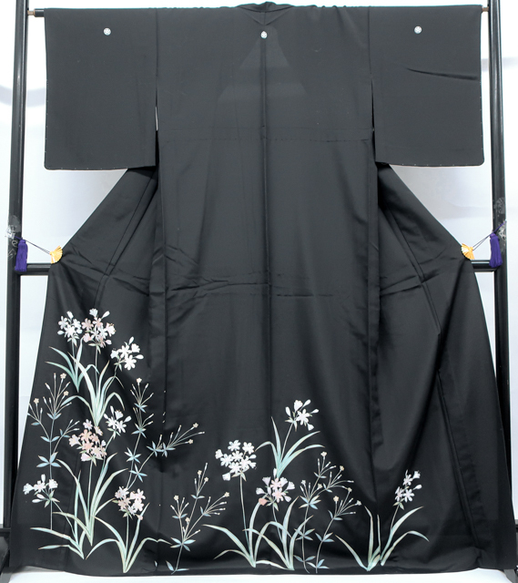 黒留袖　正絹　五つ紋　花柄　鳥　着物 着物 浴衣/水着 レディース 当店在庫してます！