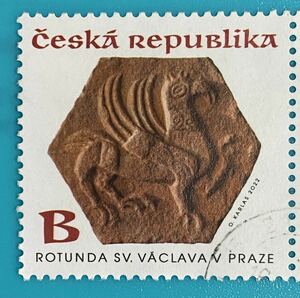 チェコ切手★ プラハの聖ヴァーツラフ ロタンダの人物像　2022年