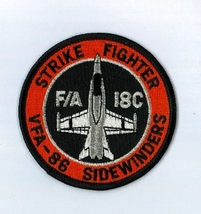 米海軍 VFA-86 &#34;SIDEWINDERS&#34; 航空機パッチ(丸形・F/A-18)