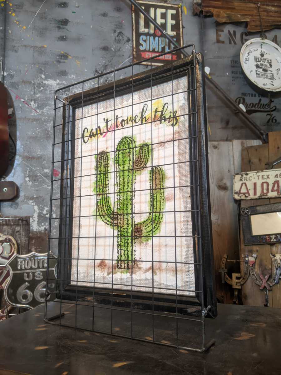 Clôture américaine Cactus cadre en bois Cactus Ver.c-20 mural 2 voies #WallDeco #AmericanVintage #StoreFixtures, Articles faits à la main, intérieur, marchandises diverses, autres