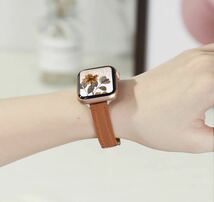 Apple Watch iPhone レザーバンド アップル 38mm 40mm 41mm ブラウン 茶色 レザー 本革　シンプル　プレゼント　腕時計　交換バンドSeries_画像4