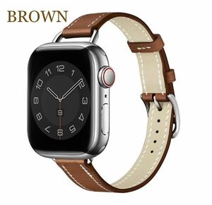 Apple Watch iPhone レザーバンド アップル 38mm 40mm 41mm ブラウン 茶色 レザー 本革　シンプル　プレゼント　腕時計　交換バンドSeries