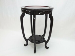 R-062620 Meiji period karaki ... carving. equipment ornament . accent become circle stand for flower vase ( China?, Asian, side table, decoration pcs, telephone stand )(R-062620)