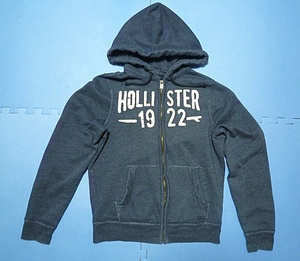 ◆レア! 本物! ホリスターHOLLISTER フロッキープリントロゴジップアップパーカー M 2000年代 ヴィンテージ※ハワイ正規店購入(検:アバクロ