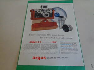 即決　広告　アドバタイジング　カメラ　レンズ　ａｒｇｕｓ　１９５０ｓ　コレクター　レトロ　アンティーク　ミッドセンチェリー　素材